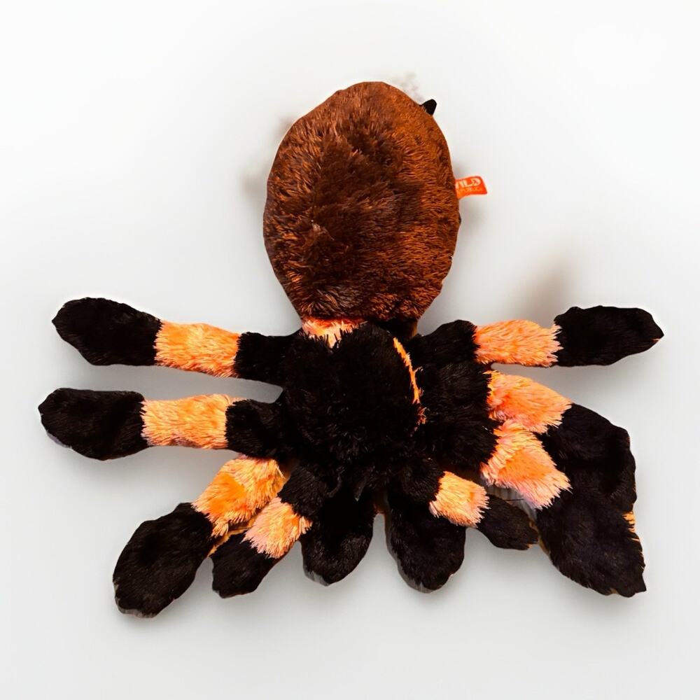 Wild Republic Giant Spider Plush Black Orange Stuffed Animal Halloween Toy 12 In